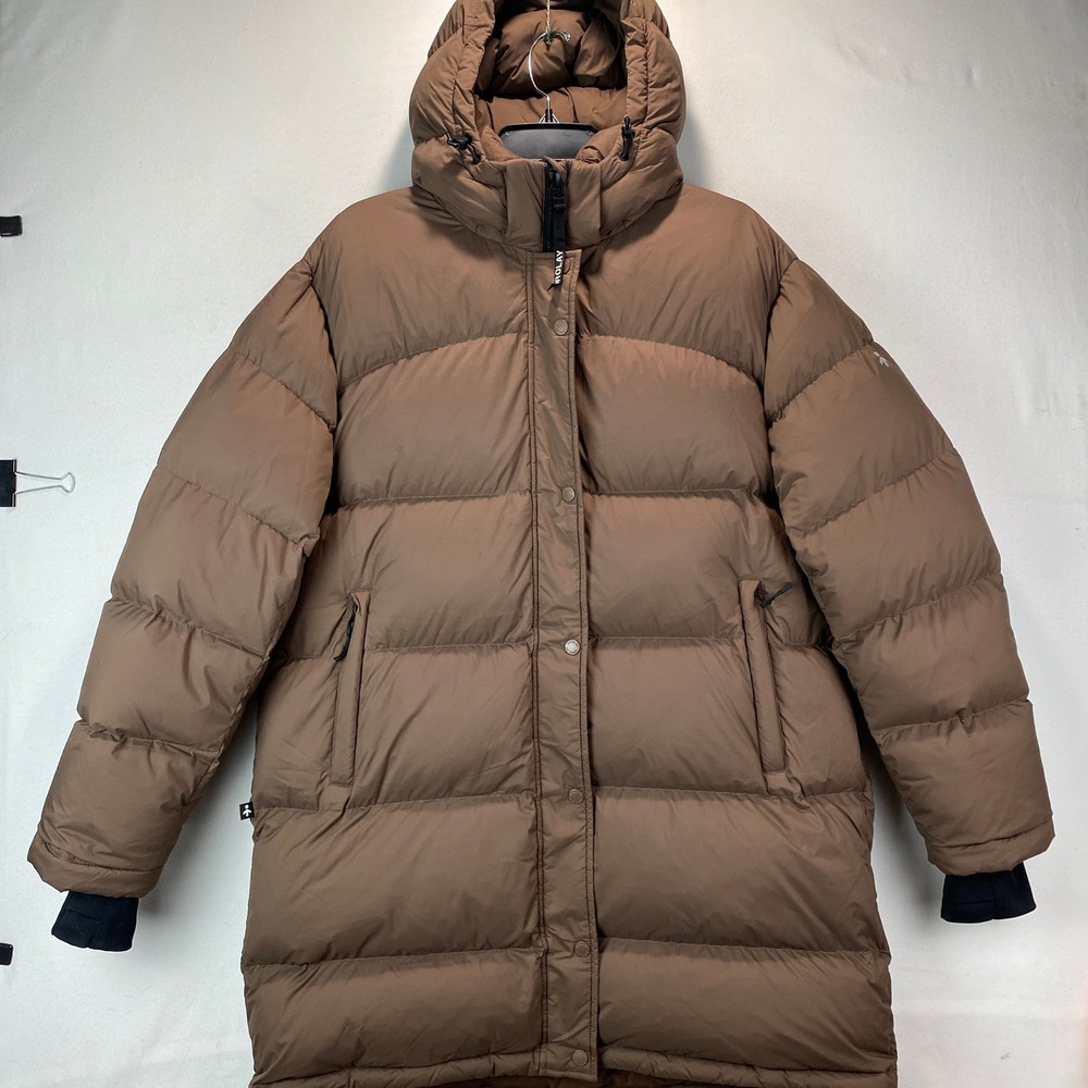 Orolay Puff-O 700+ Fill Down Parka Women XL Brown Long Puffer Hooded Jacket